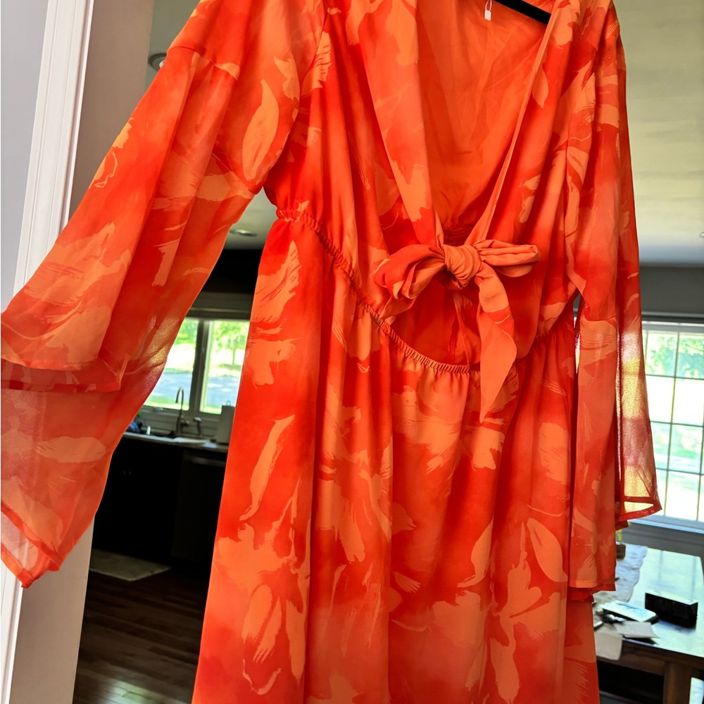 ORANGE FLORAL DRESS - Picture 3 of 3